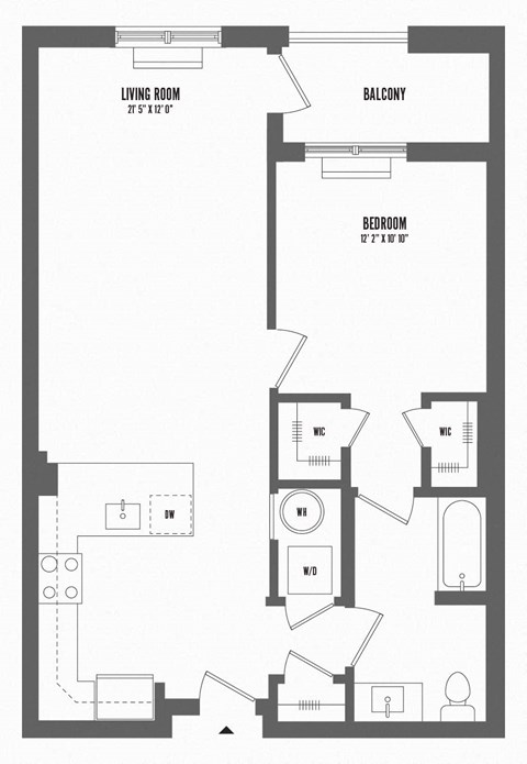 1 bedroom 1 bathroom Floor plan O at The Enclave, Jersey City, New Jersey